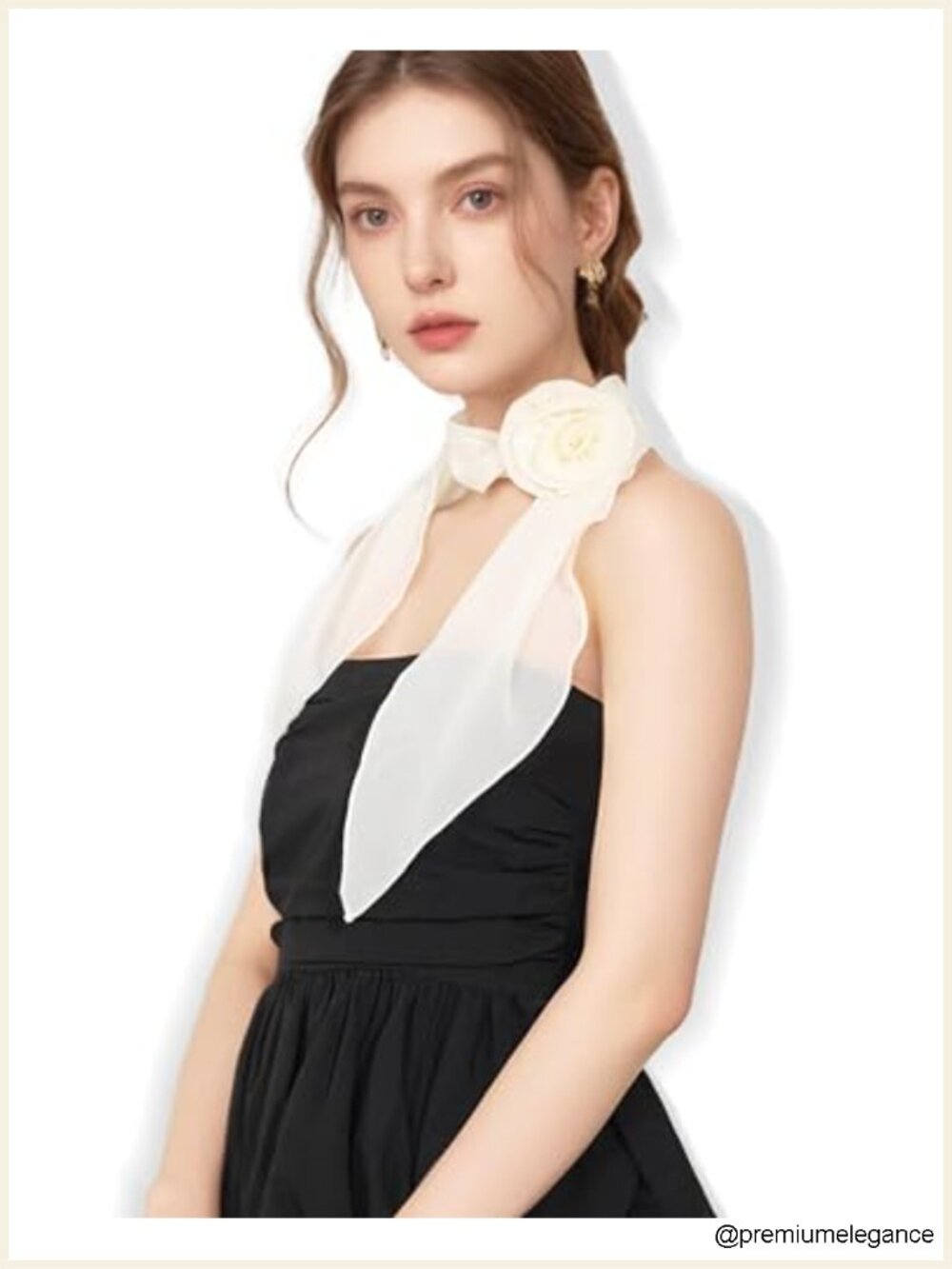 Chiffon Scarf for Women with Removable Flower Headband Scarf Wrap